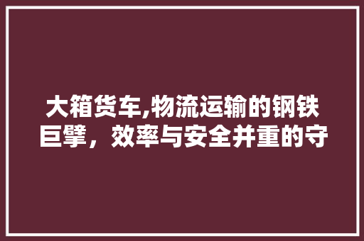 大箱货车,物流运输的钢铁巨擘，效率与安全并重的守护者