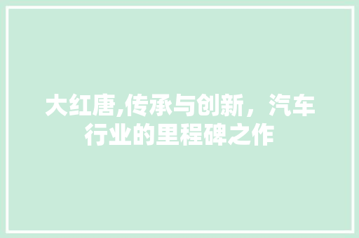 大红唐,传承与创新，汽车行业的里程碑之作