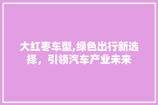 大红枣车型,绿色出行新选择，引领汽车产业未来