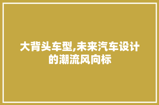 大背头车型,未来汽车设计的潮流风向标