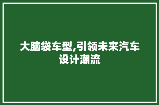 大脑袋车型,引领未来汽车设计潮流