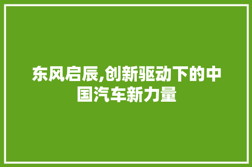 东风启辰,创新驱动下的中国汽车新力量 发动机配件