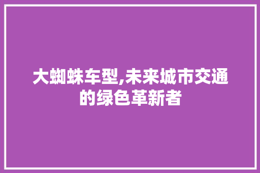 大蜘蛛车型,未来城市交通的绿色革新者