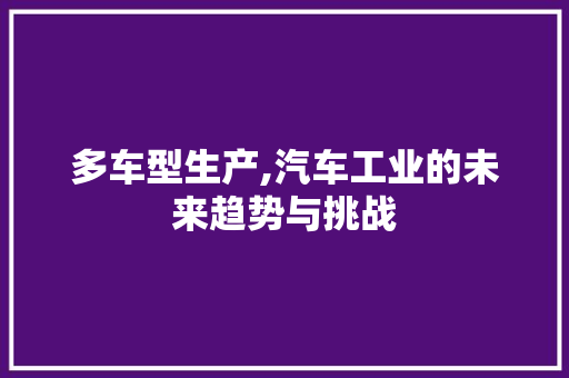 多车型生产,汽车工业的未来趋势与挑战