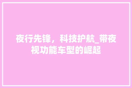 夜行先锋，科技护航_带夜视功能车型的崛起