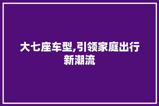 大七座车型,引领家庭出行新潮流