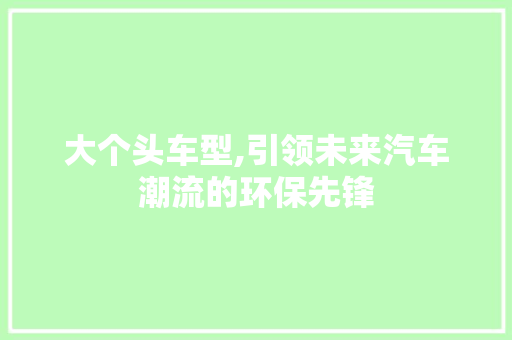 大个头车型,引领未来汽车潮流的环保先锋