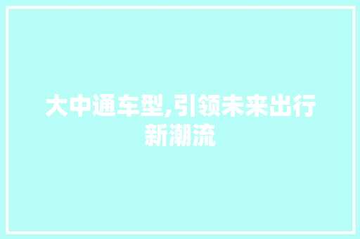 大中通车型,引领未来出行新潮流
