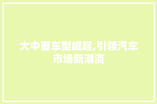 大中面车型崛起,引领汽车市场新潮流