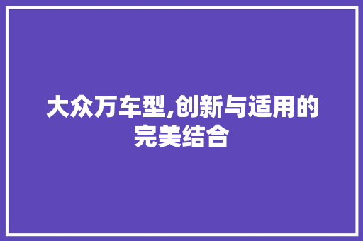 大众万车型,创新与适用的完美结合