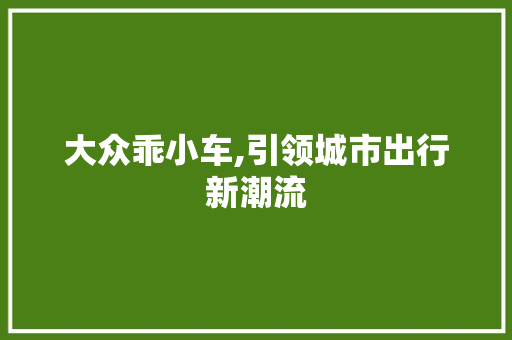 大众乖小车,引领城市出行新潮流