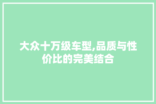 大众十万级车型,品质与性价比的完美结合