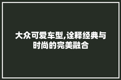 大众可爱车型,诠释经典与时尚的完美融合