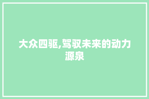 大众四驱,驾驭未来的动力源泉