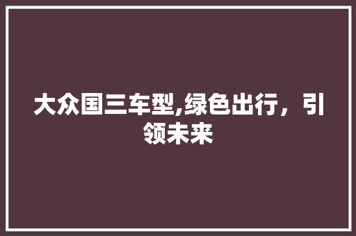 大众国三车型,绿色出行，引领未来