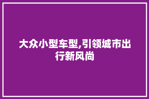 大众小型车型,引领城市出行新风尚