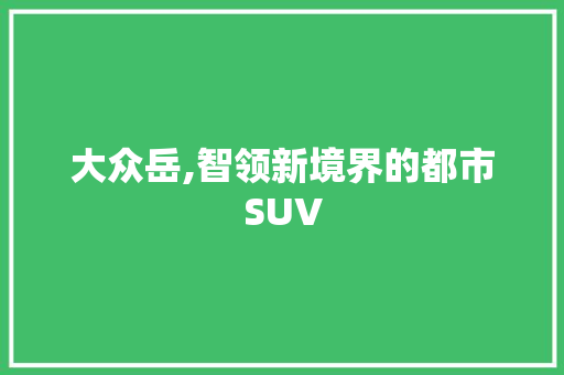 大众岳,智领新境界的都市SUV