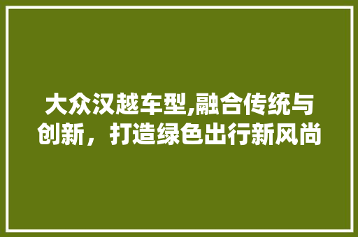 大众汉越车型,融合传统与创新，打造绿色出行新风尚