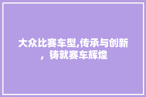 大众比赛车型,传承与创新，铸就赛车辉煌