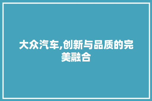 大众汽车,创新与品质的完美融合