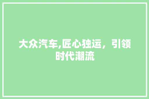大众汽车,匠心独运，引领时代潮流