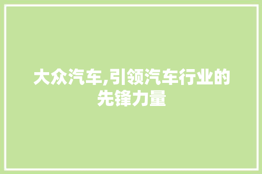 大众汽车,引领汽车行业的先锋力量