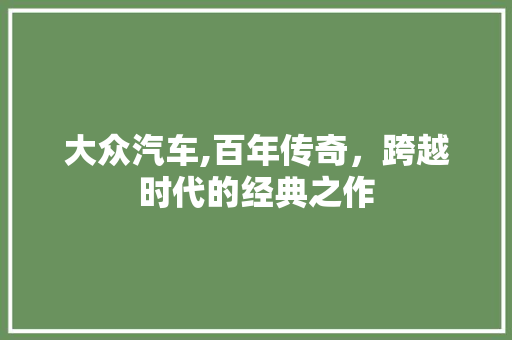 大众汽车,百年传奇，跨越时代的经典之作