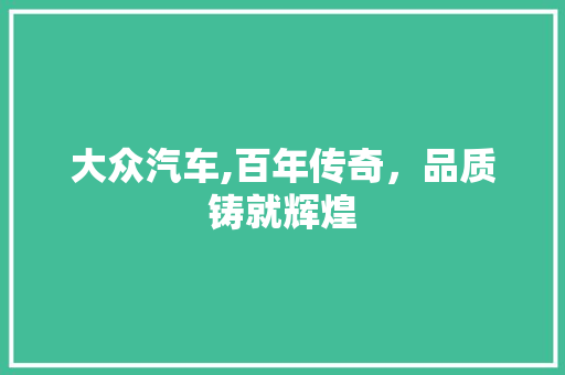 大众汽车,百年传奇，品质铸就辉煌