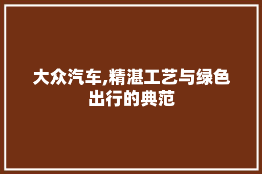大众汽车,精湛工艺与绿色出行的典范