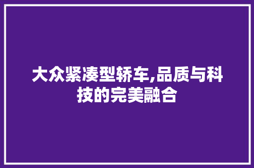 大众紧凑型轿车,品质与科技的完美融合