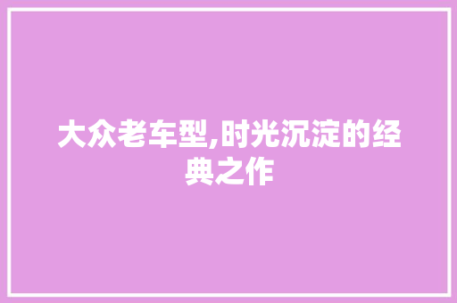 大众老车型,时光沉淀的经典之作