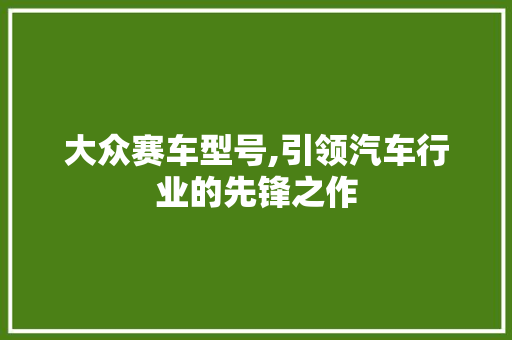 大众赛车型号,引领汽车行业的先锋之作