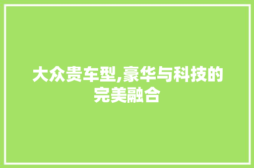 大众贵车型,豪华与科技的完美融合