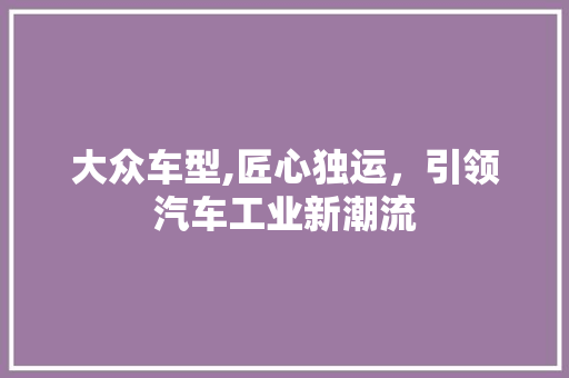 大众车型,匠心独运，引领汽车工业新潮流