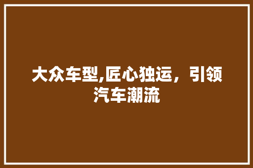 大众车型,匠心独运，引领汽车潮流