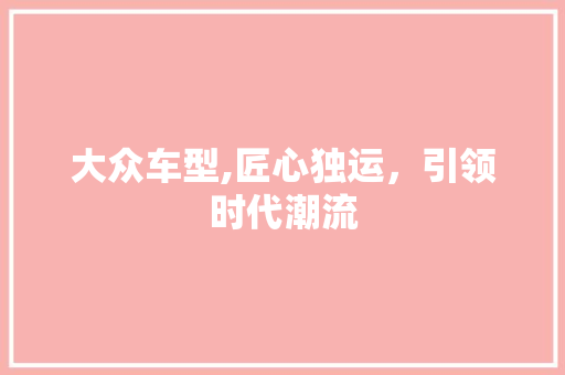 大众车型,匠心独运，引领时代潮流