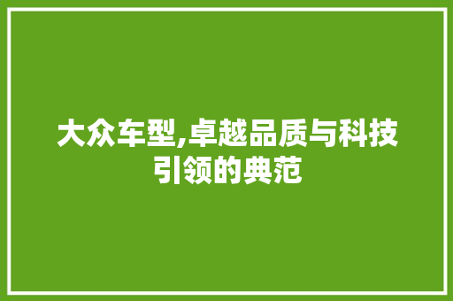 大众车型,卓越品质与科技引领的典范