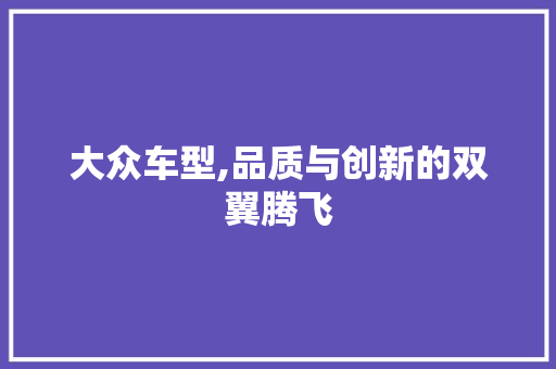 大众车型,品质与创新的双翼腾飞