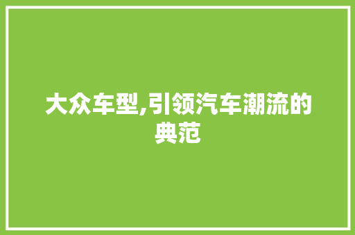大众车型,引领汽车潮流的典范