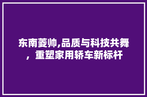 东南菱帅,品质与科技共舞，重塑家用轿车新标杆