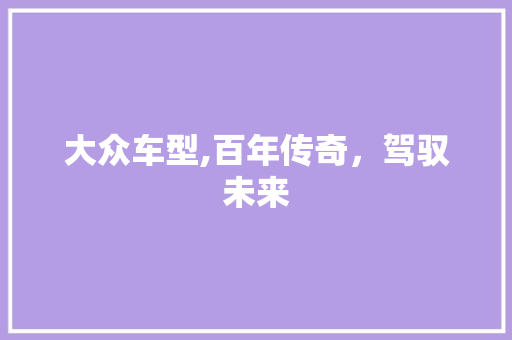大众车型,百年传奇，驾驭未来