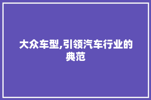 大众车型,引领汽车行业的典范