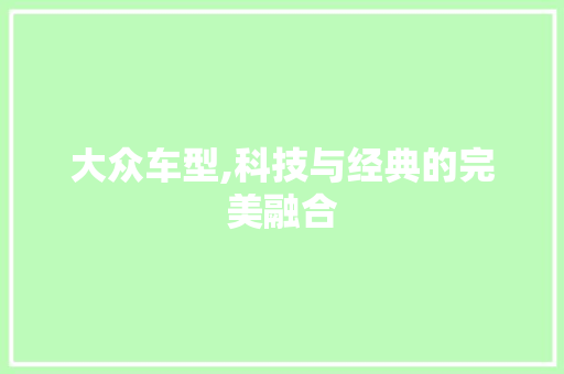 大众车型,科技与经典的完美融合