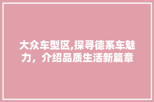 大众车型区,探寻德系车魅力，介绍品质生活新篇章