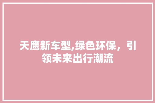 天鹰新车型,绿色环保，引领未来出行潮流