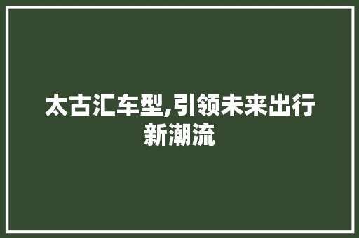 太古汇车型,引领未来出行新潮流
