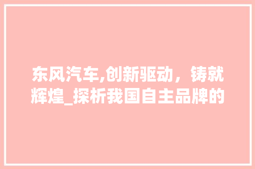 东风汽车,创新驱动，铸就辉煌_探析我国自主品牌的崛起之路 车灯配件