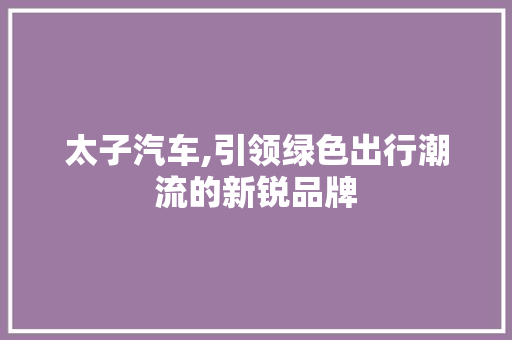 太子汽车,引领绿色出行潮流的新锐品牌
