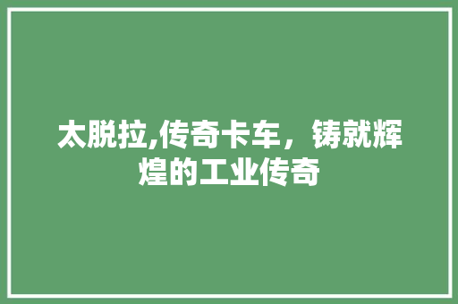 太脱拉,传奇卡车，铸就辉煌的工业传奇