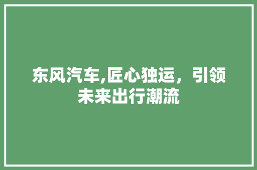 东风汽车,匠心独运，引领未来出行潮流